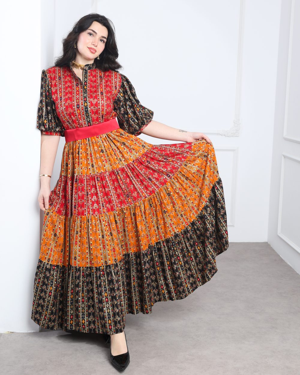 فستان طبقات دبل كلوش